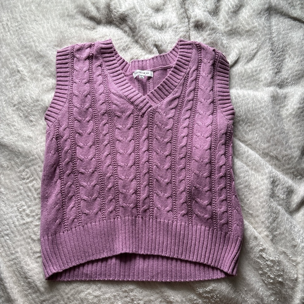 Purple Cable Knit Sweater Vest
